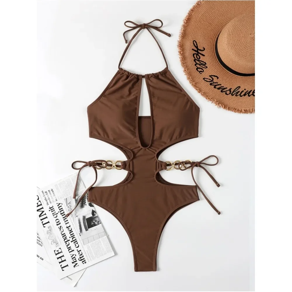 

Соблазнительное бикини на бретельках с вырезами, купальник с бретельками, микро купальники, цельные кольца, Женская трендовая пляжная одежда, купальный костюм, комплект бикини