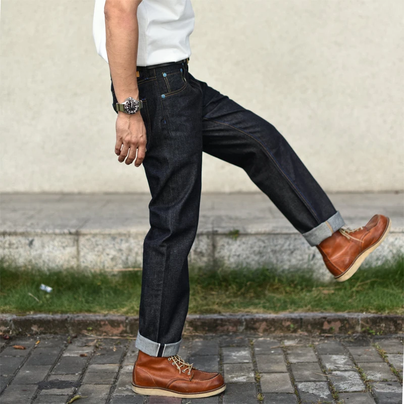 Sauce Zhan SZ6601-10OZ Men Jeans Selvedge Sanforized Denim Jeans Summer Indigo Jeans for Man Regular Fit Straight Leg 10 Oz 4