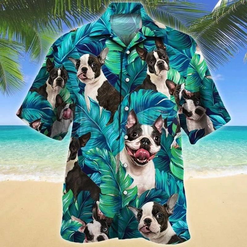 Hawaiian Shirt For Men Cutecore Dog Animal Sexy Floral Raccoon Tropical Casual Beach Streetwear Youth Vintage Funny Baggy Unisex