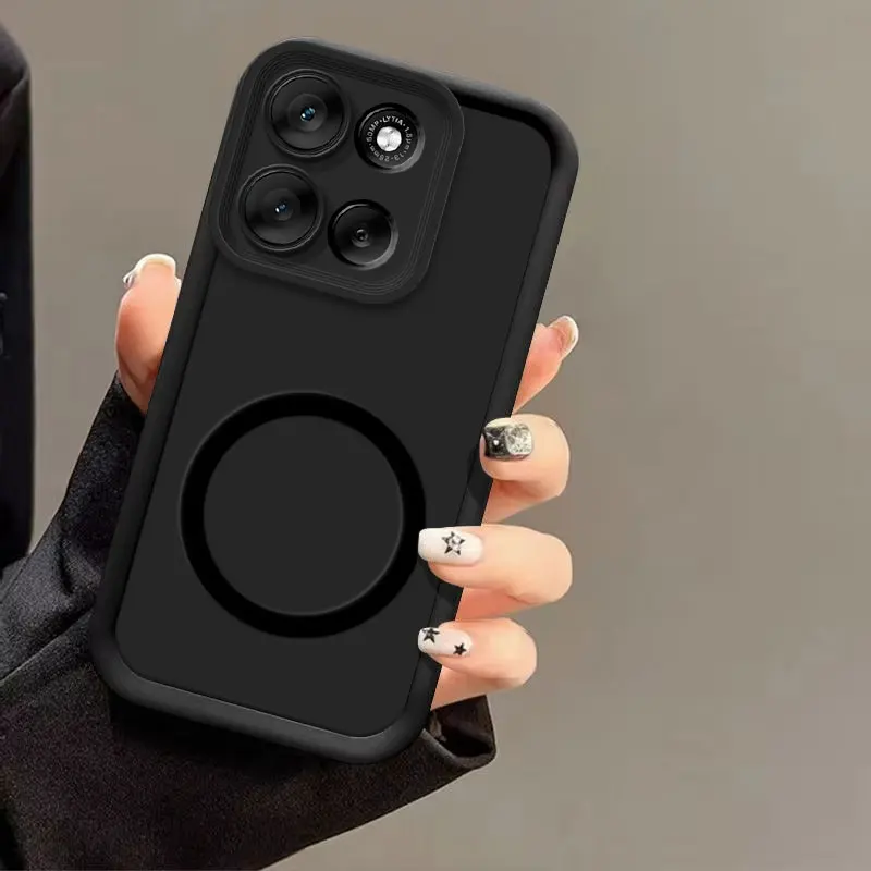 Soft Silicone Shockproof Phone Case with Magnetic Ring and Protective Bumper