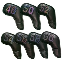 For Sand Wedges Headcovers Golf Iron Club Head Cover Big Number Long Neck Black/White Pu Leather 48 50 52 54 56 58 60 Degree 1