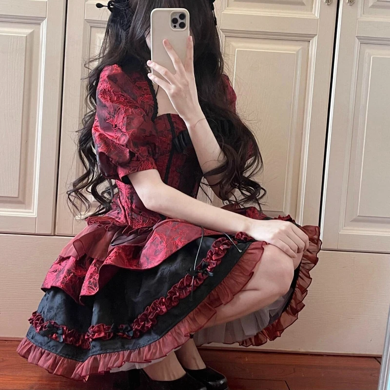 line Body y2k Sweet Lolita Goth New Japanese Dress Sling Women's Design Original バッスル dress lolita Gothic ワンピース