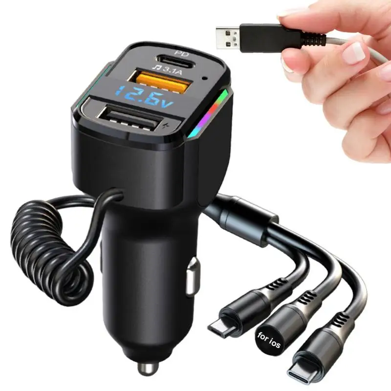

Быстрое зарядное устройство USB 3 в 1 для автомобиля