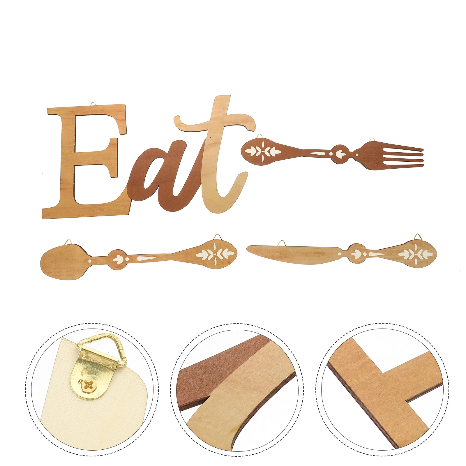 

Restaurant Wood Wall Bohemian Style Wooden Knife and Fork Eat Hanging Decor Sign