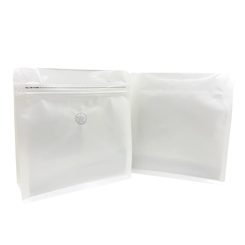 Customized Logo Coffee Packaging Bag with Valve – 1 lb Flat Bottom Gusset Pouch with Easy-Open Side Tab