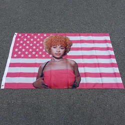 Aerlxemrbrae Artistic Pink American Flag Tapestry with Brass Grommets, 3x5 ft - 90 x 150cm (Sand Color)