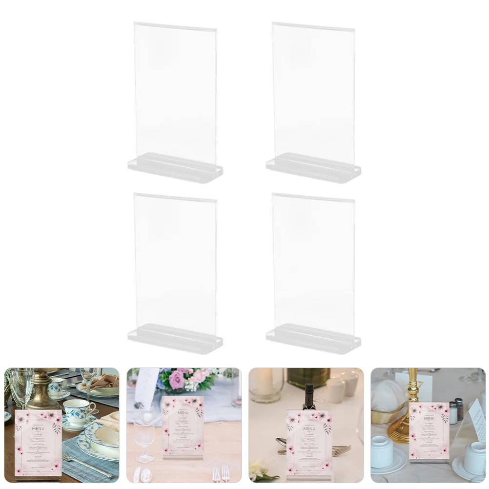 

6pcs Acrylic Sign Holder Clear Menu Stand Document Brochure Price Tag Display Holder