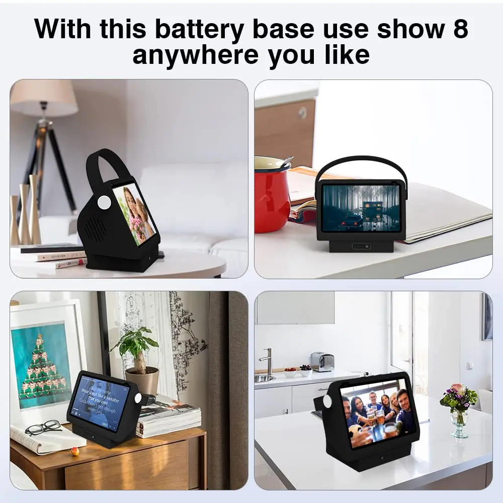Echo show 8用バッテリーベース,洗えるシリコンカバー,15600mah