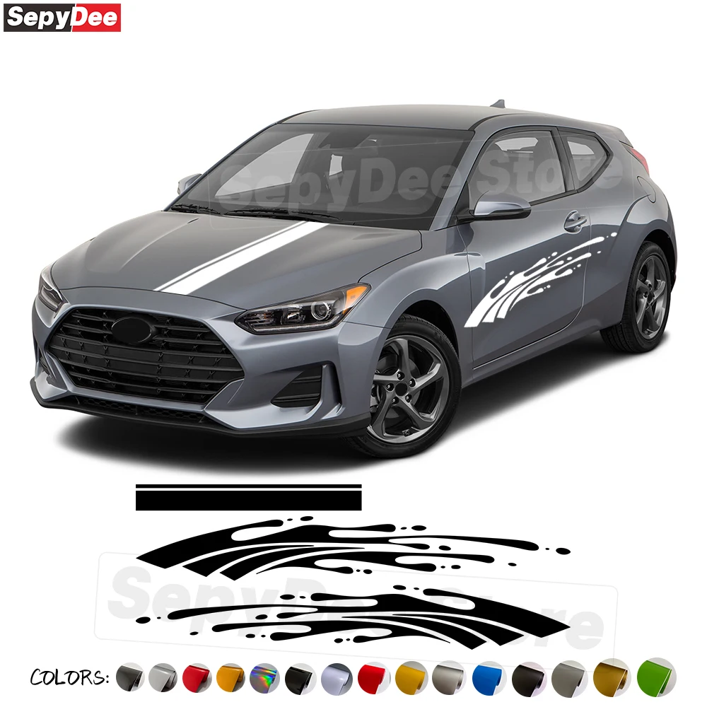 

Car Hood Bonnet Totem Graphic Door Side Stickers for Hyundai Veloster Auto Body Decor Stripe Kits Vinyl Decal Car Accessories