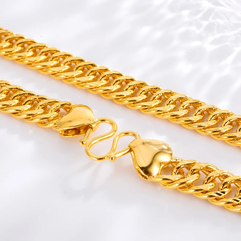 New boutique AU999 gold necklace jewelry men's fashion real gold boss 24K atmospheric men's nude necklace