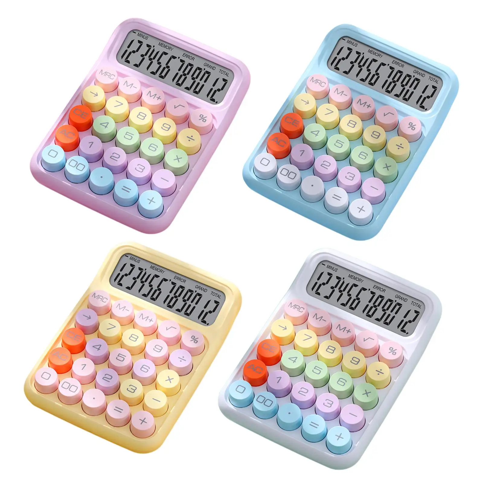휴대용 기계식 버튼 계산기 12자리 계산기(교실용)