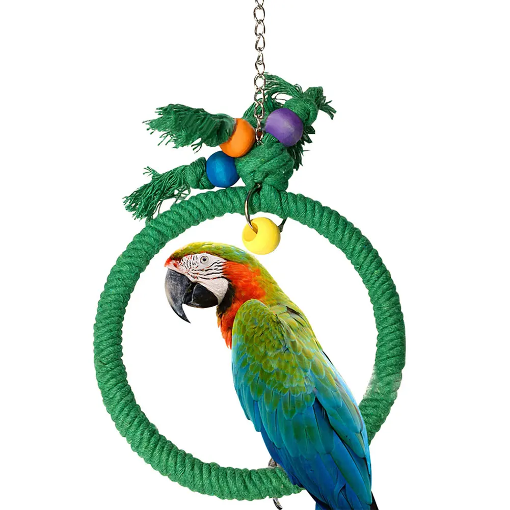 Bird Swing Toy Wooden Parrot Toys Hanging Ring Stand Playstand Cage Playground for Budgerigar Cockatiel Parakeet Bird Supplies 6