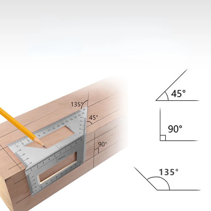 

1pc Aluminum Woodwork Scriber T Ruler Multifunction Square 45/90 Degree Gauge Angle Ruler Measuring Woodworking Tool
