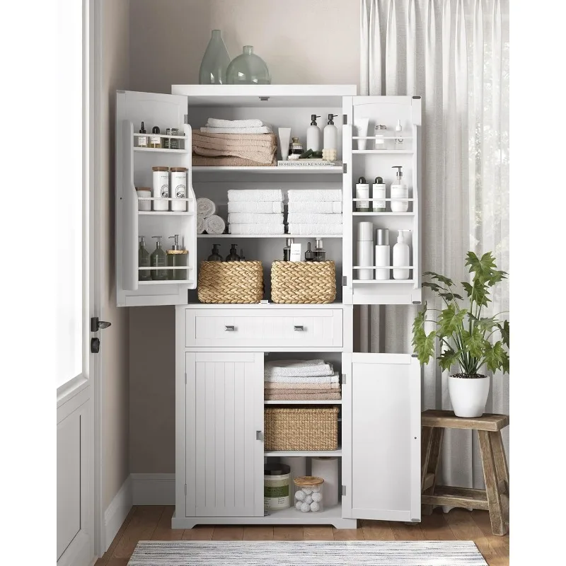 Pantry Cabinet, 71.7-Inch High Freestanding Tall Cupboard Storage Cabinet with a Drawer, 2 Cabinets, 4 Adjustable Shelves