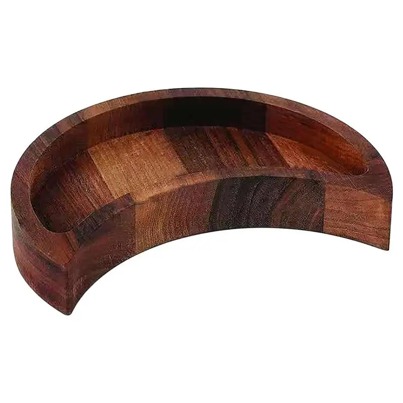 Eid Mubarak Moon Shape Wooden Tray Tableware Dessert Dish Jewelry Plate Crystal Display Holder Ramadan Party Supplies 5