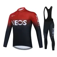 Ineos Team Long Sleeve Cycling Jersey Set for Men, MTB Bike Clothing, Bicycle Wear, 19D Gel Bib Pants 1