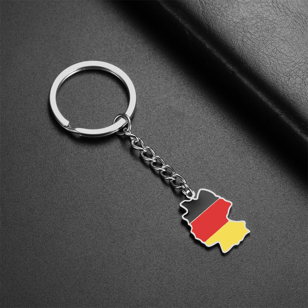 Eueavan Deutsche Karte Anhänger Schlüsselanhänger Frauen Männer Edelstahl Deutschland Flagge Ethnische Auto Schlüsselanhänger Ring Neue Trend Schmuck Geschenke – Detail 14