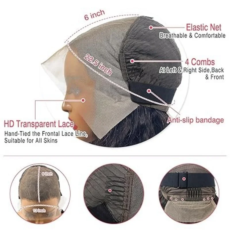 Deep Wave Human Hair Wigs 13X6 Hd Lace Frontal Wig Curly Lace Front Wig 40 Inch 250 Density Brazilian Wig Original Natural Black