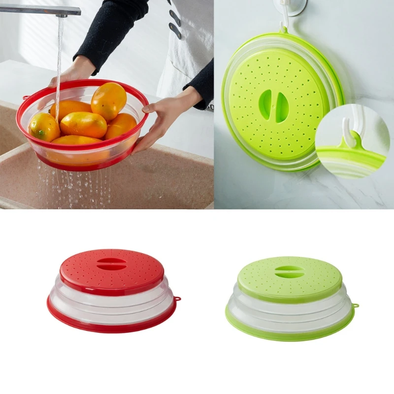 BPA Free Collapsible Microwave Cover for Food Microwave Splatter Cover Food  Strainer Dishwasher Safe Collapsible Microwave