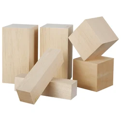 Basswood Carving Blocks - Natural Cork Unfinished DIY Wood Craft Supplies for Beginners and Enthusiasts (6pcs)