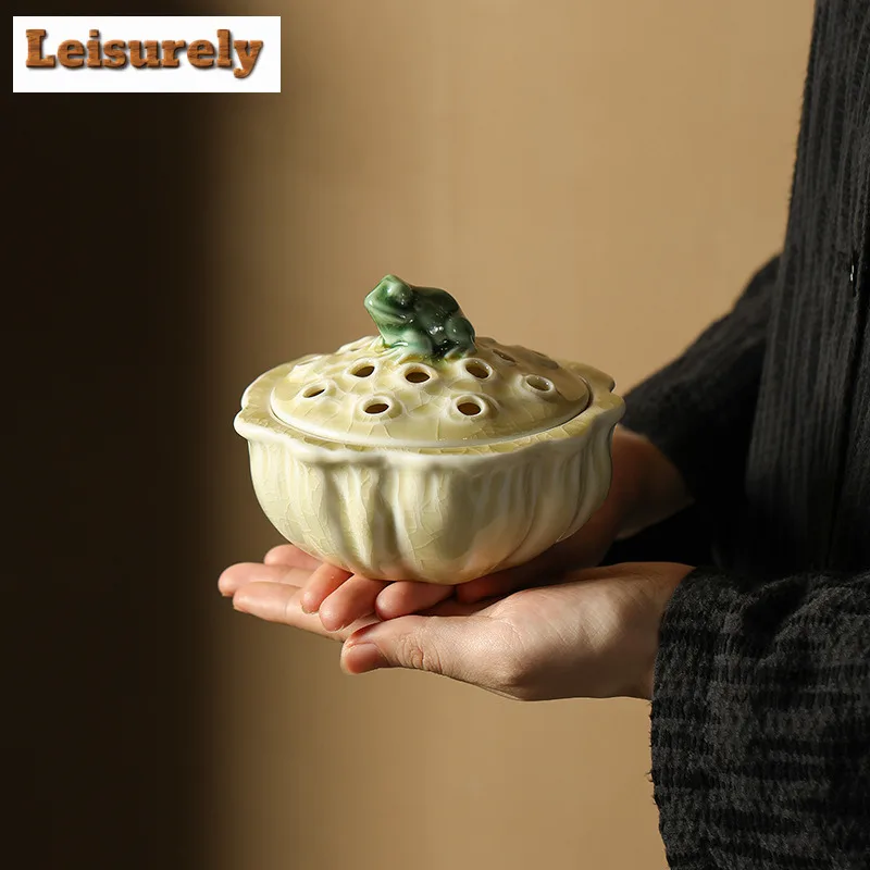 Lotus Pond Frog Fun Incense Holder Zen Garden Incense Burners Consecrate Scented Aromatic Candles Censer Indoor Craft Supplies