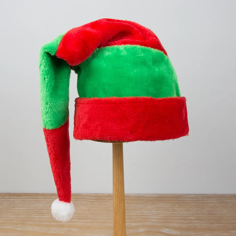 1PC  Christmas Elf Hat Plush - Red Green Striped Long Tassel Xmas Hat For Christmas Party, Holiday Cosplay, Festive Decoration