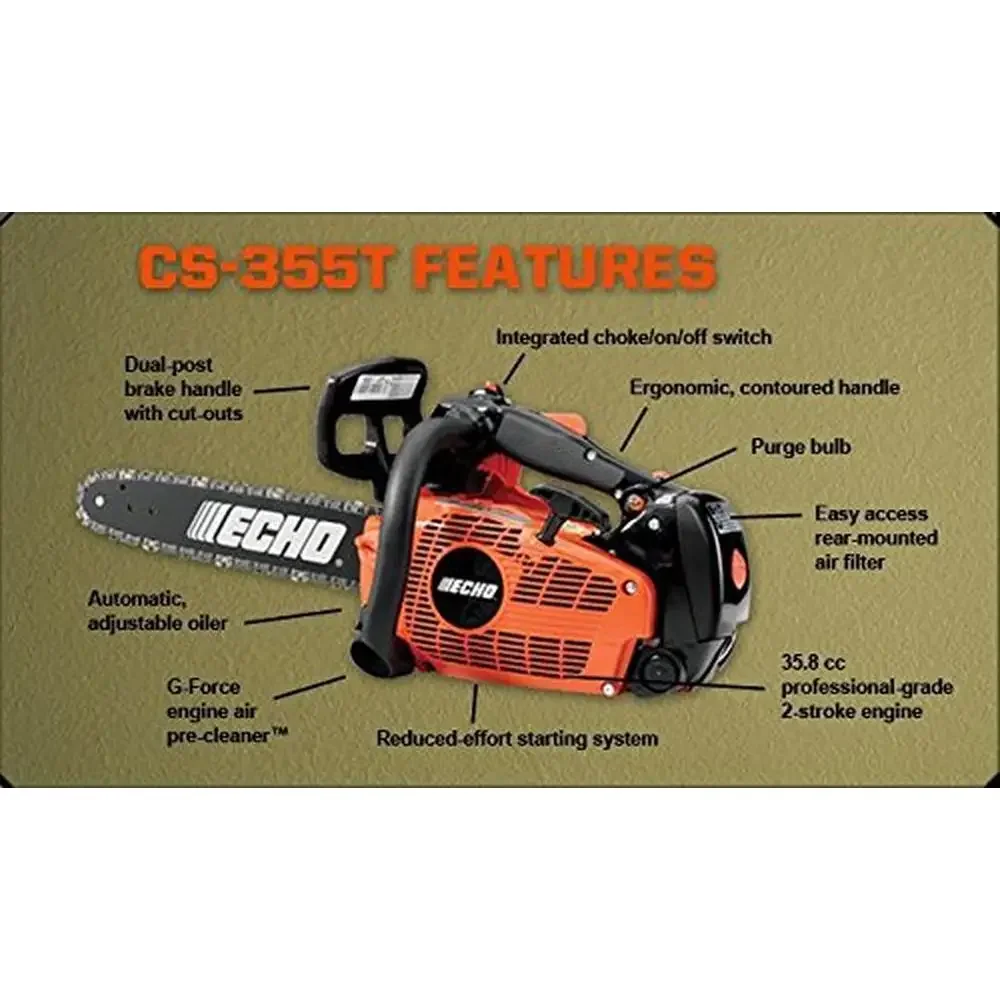 16" Compact Top Handle Chainsaw High Horsepower Lightweight Easy Handling Ideal Outdoor Use 3