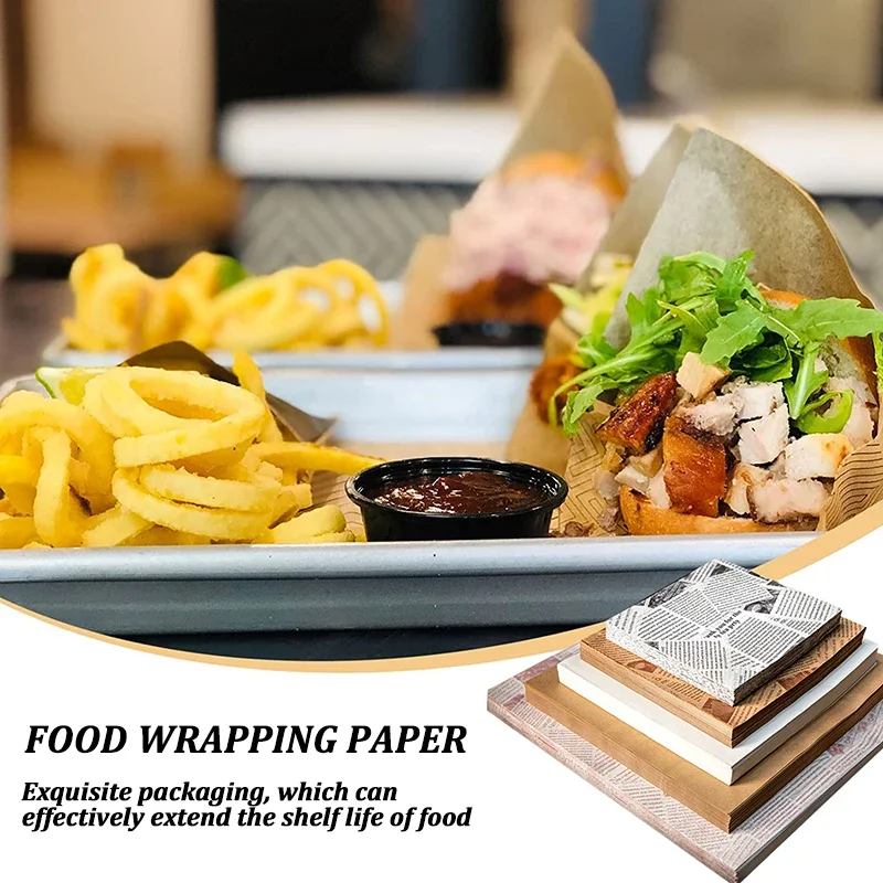 50pcs Oil-Proof Wax Paper for Food Wrapping and Baking