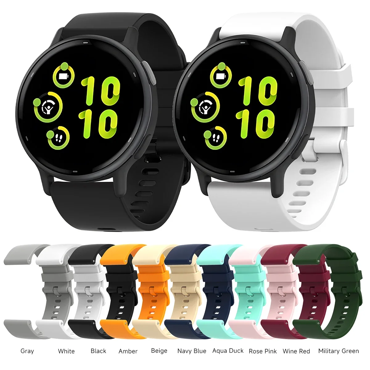 Versatile 20mm Silicone Smartwatch Strap - Universal Fit Bracelet