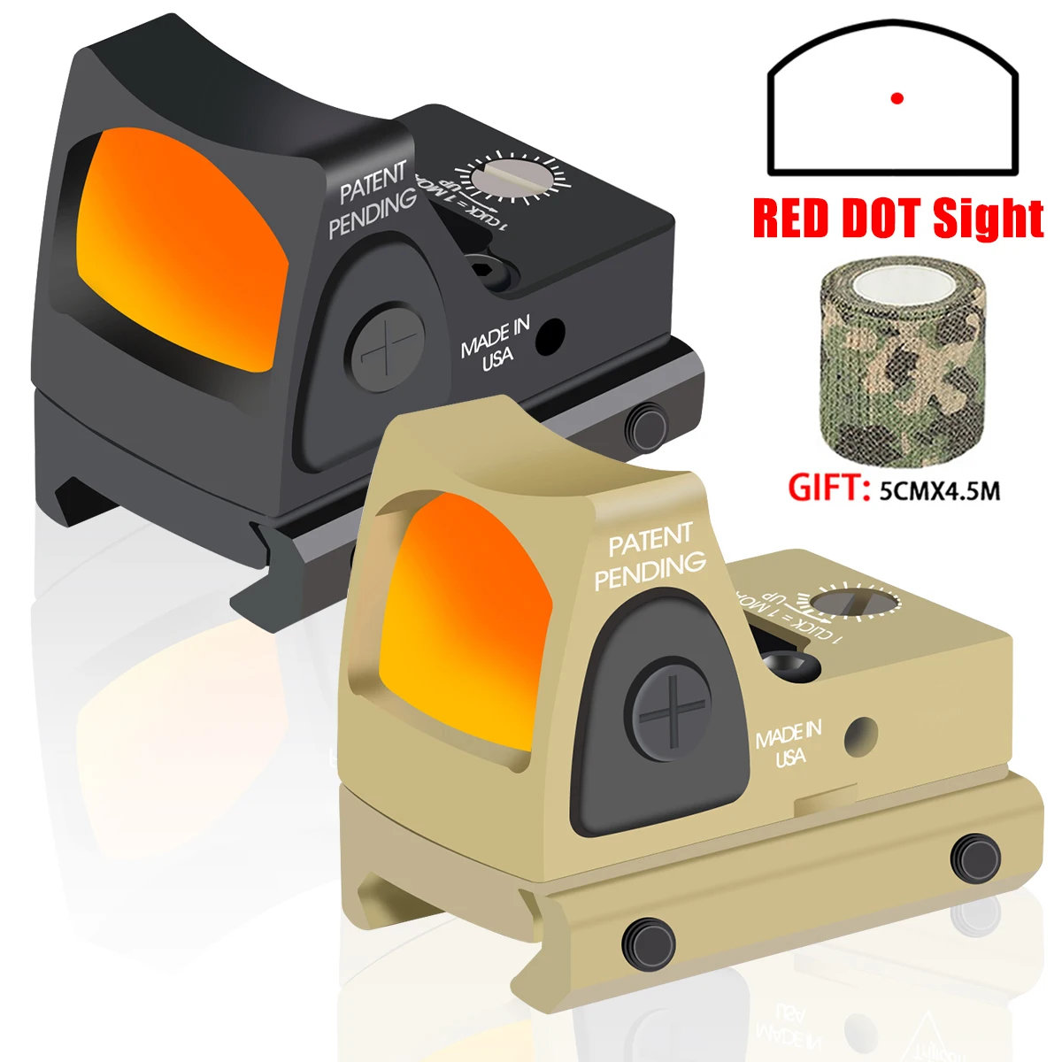 Red Dot Sight Collimator Glock Reflex Sight Airsoft Hunting Pistol Scope AR15 M4 Optics Mini Rifle Scope for 20mm Rail Mount