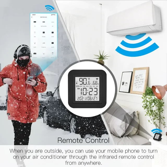 MOES Tuya WiFi Smart IR Remote Control Temperature and Humidity Sensor for Air Conditioner TV AC Works with Alexa Google Home 4