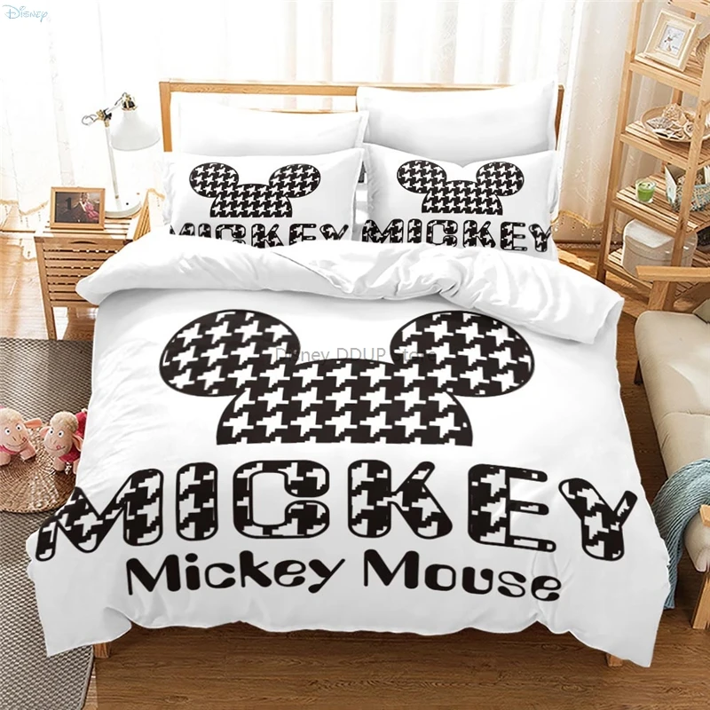 Mickey Mouse Minnie Mouse Couples Hold Hands Bedding Set Cartoon 3d Duvet Cover Sets Pillowcase Boys Girls Children Bedclothes