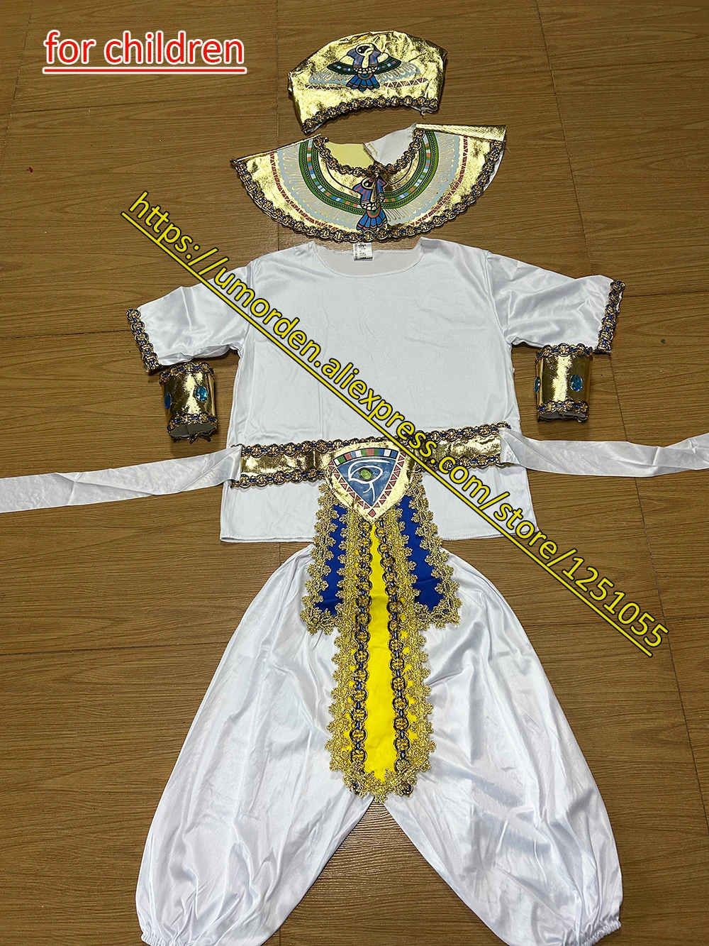 Umorden Adult Kids Egypt Nile Pharaoh Cleopatra Costume for Women Men Boys Girls Family Halloween New Year Party Fancy Dress - Image 5