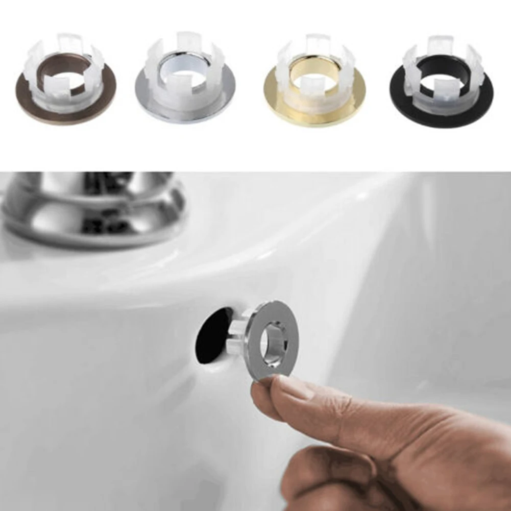 Replacement Brass Made Bathroom Basin Faucet Sink Overflow Cover Black Silver Gold Vintage Bronze With Six-feet  Ring Insert 6