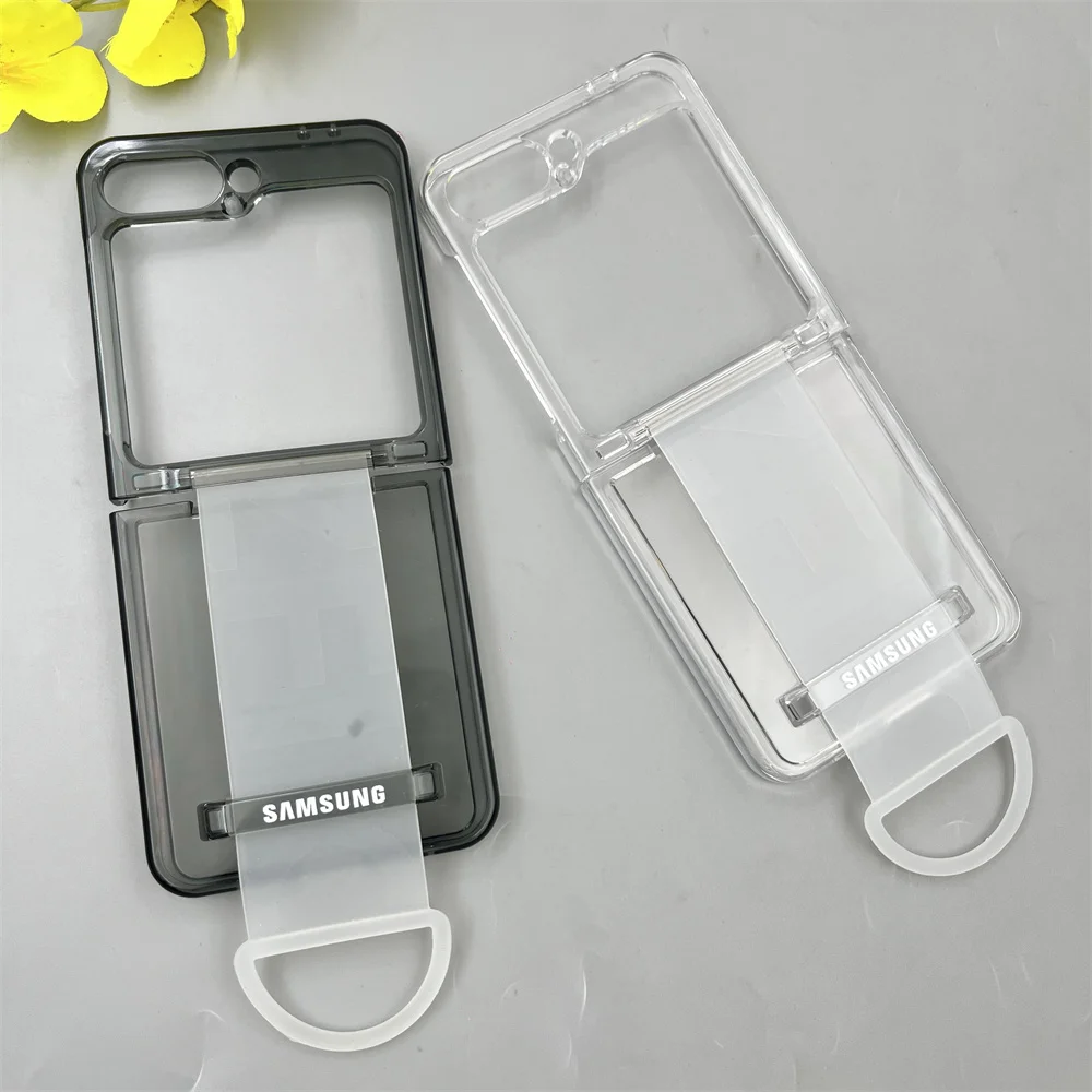 Luxury Wrist Strap Ring Holder Case - Transparent Matte Shockproof Back Cover with Hard PC Belt