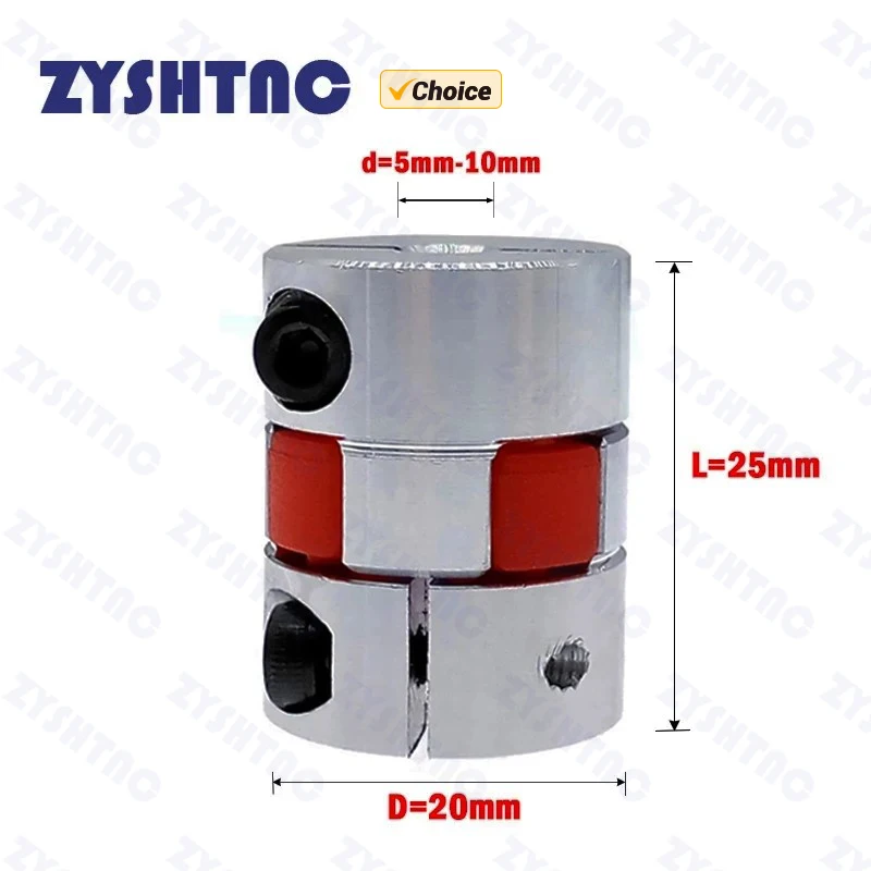 Three jaws D20L25 coupler D20 L25 aluminum plum flexible shaft BW coupling motor connector solid rubber pad 5/6/6.35/8/10mm