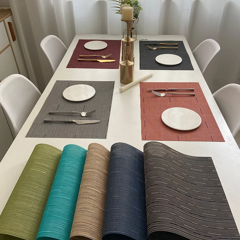 

Set of 8 Placemats With Coasters Table Mats Crossweave Woven Vinyl Non-Slip Washable for Table Dining Kitchen Restaurant