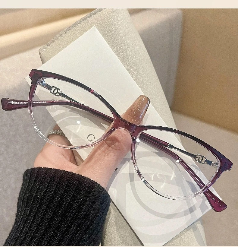 Modische hochauflösende Anti-Blaulicht-Brille, flache Katzenaugen-Gläser für Damen, modische dekorative Outdoor-Brille – Detail 16