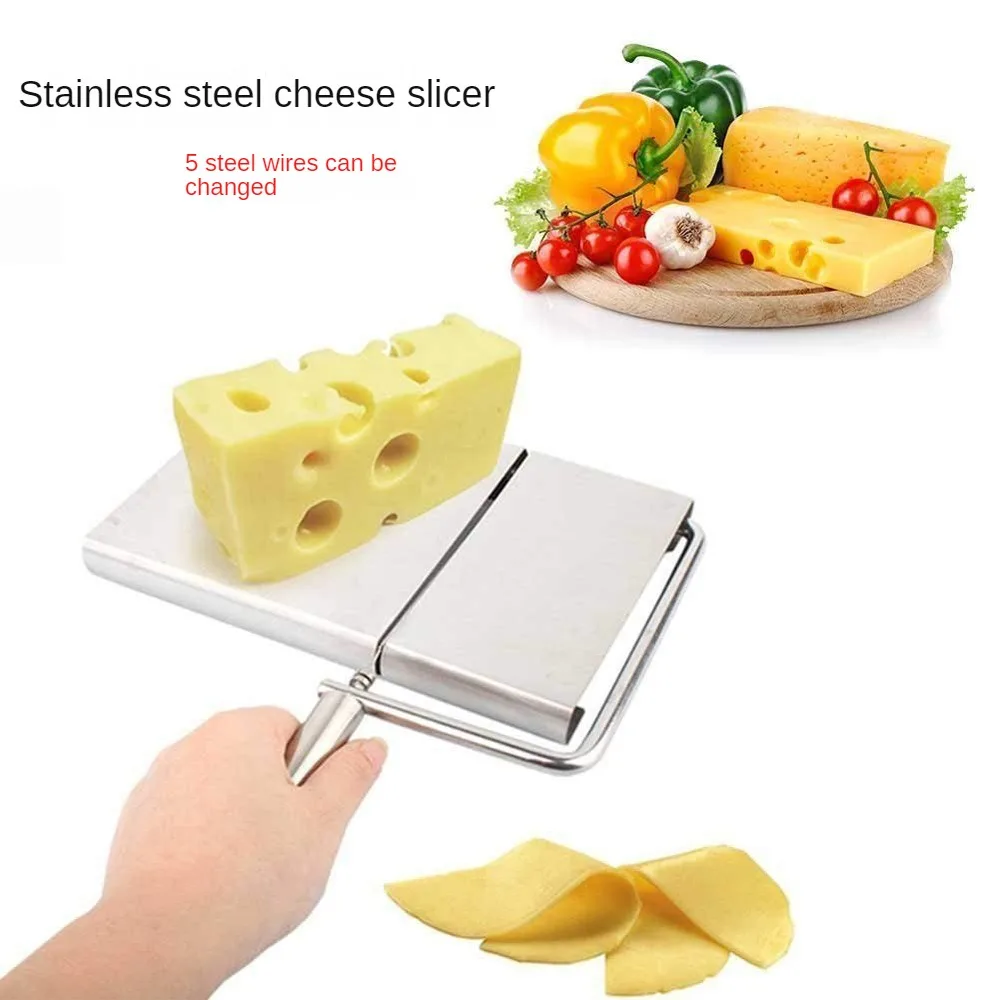 

6-piece Line Cheese Slicer Cutting Board Hard and Semi-hard Cheese Ham Cake Butter Stainless Steel Cutting Line Kitchen Gadget