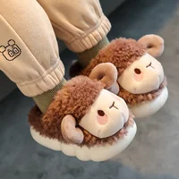 Cute Goat Graphic Home Slipper for Boy Girls Winter Warm Plush Kids Slippers 3-10Y Children's Soft Sole Girls Shoes 1