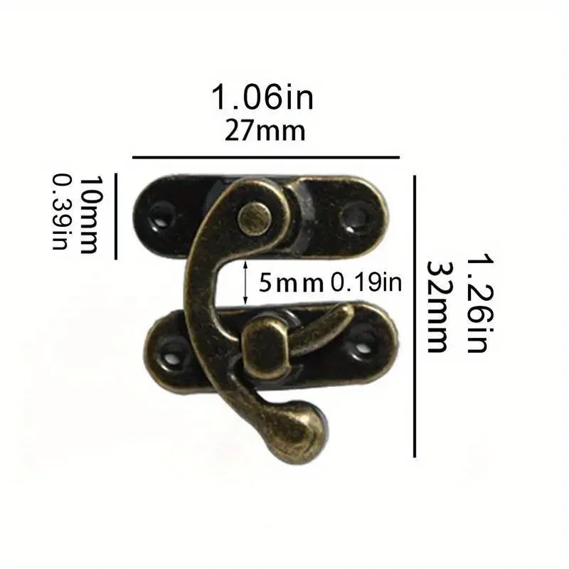 Toggle Latches Wooden Box Toggle Latch Hasp Hook Lock Closure for Jewelry Chest Gift Wine Case Leather Bag Handbag Suitcase with Screw 12pcs
