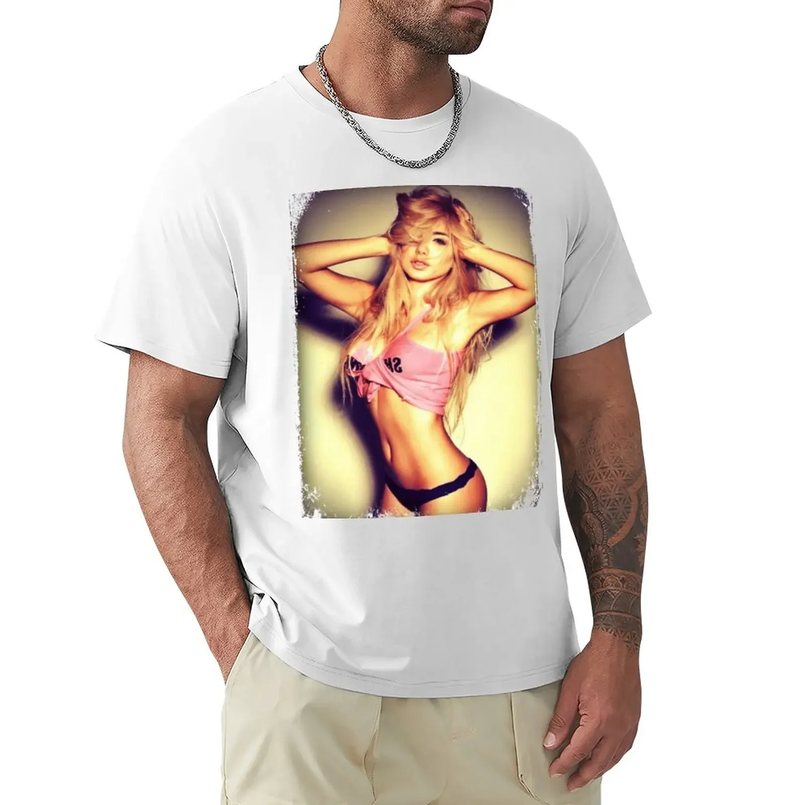 Blonde girl sexy t-shirt T-Shirt oversized aesthetic clothes t shirt for men