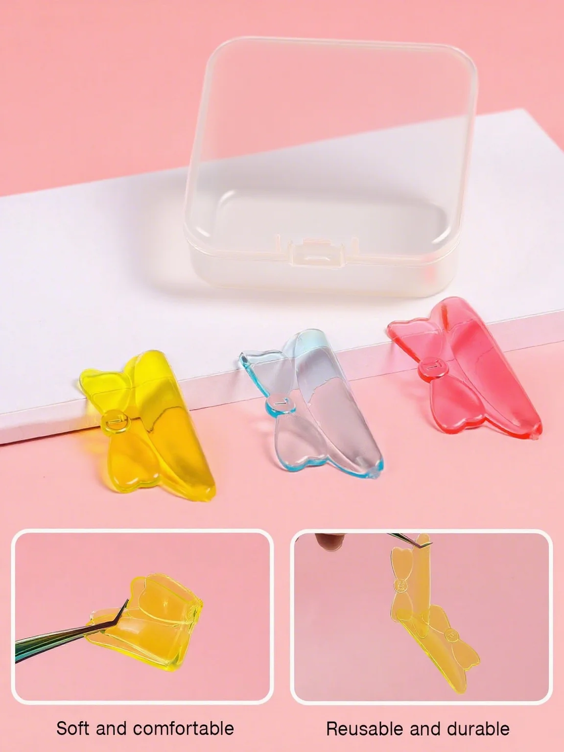 5쌍의 귀여운 리본 모양 속눈썹 리프트 막대, 속눈썹 컬링 및 리프팅용, 재사용 가능한 실리콘 속눈썹 막대