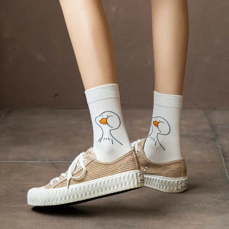 Calcetines divertidos unisex con cabeza de ganso calcetines de pato de  ganso de dibujos animados calcetines de otoño e invierno