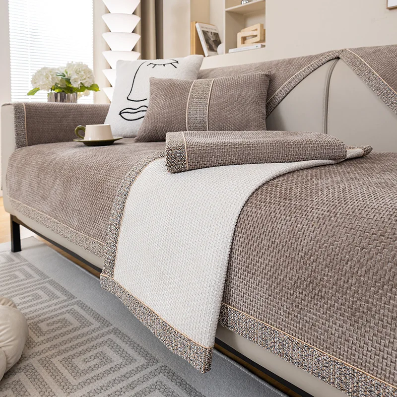 New 2024 Linen Sofa Cushion for All Seasons Universal Non-slip Sofa Cover Towel Cover Backrest Cover Cloth Towel Woven Cotton 3