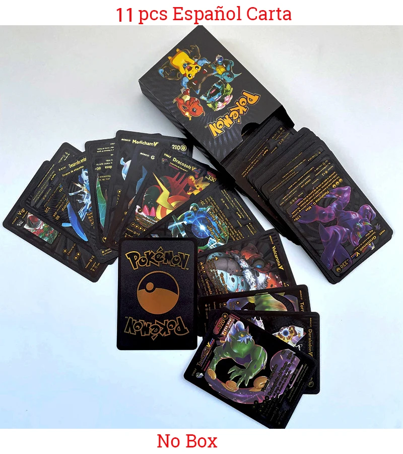 11-110pcs Pokemon Flash Rainbow Cards Gold Silver Shiny Vmax GX EX