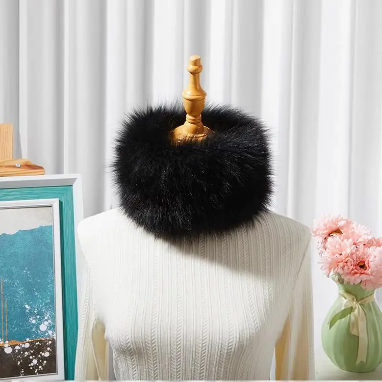 100% echt Fox Pelz Schal Stirnbänder Frauen Winter Ring Luxus Weichen Hals Wärmer Gute Elastische Schalldämpfer S8 – Detail 12