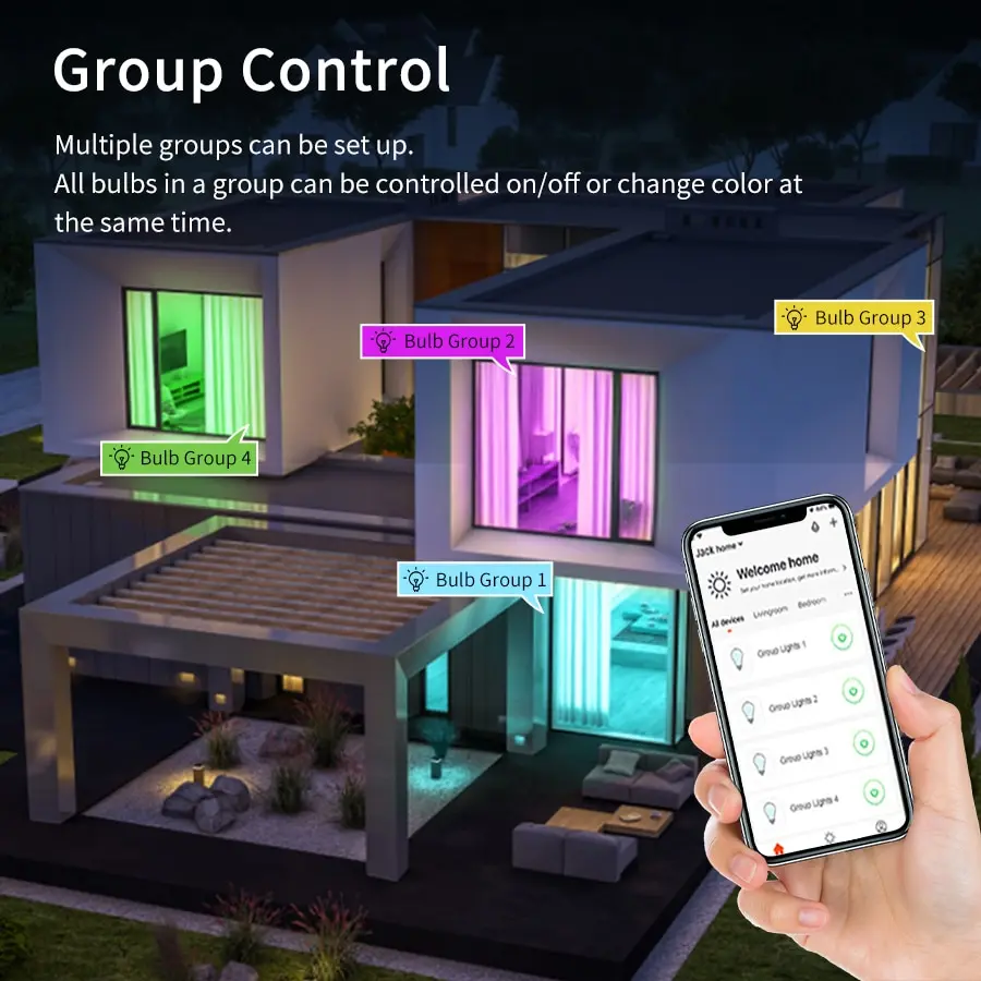 รูปสินค้า สมาร์ทหลอดไฟ E27 RGB ควบคุมได้ทั้งแอปและเสียง