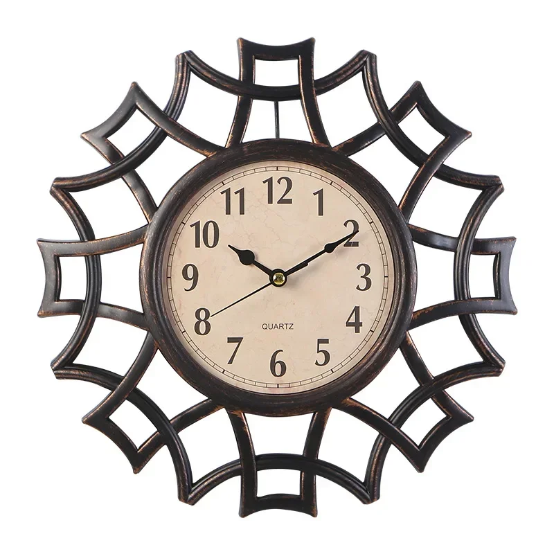 

10 inch retro wall clock Nordic round living room clock fashion wall clock silent quartz home decoration wall