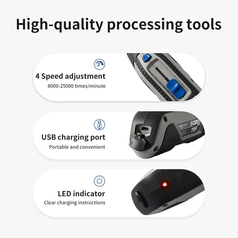 Dremel LITE 7760 Mini Grinder Rechargeable Wireless Polisher Rotary Tool  Kit 4-Speed Engraver Electric Grinder Cutting Machine